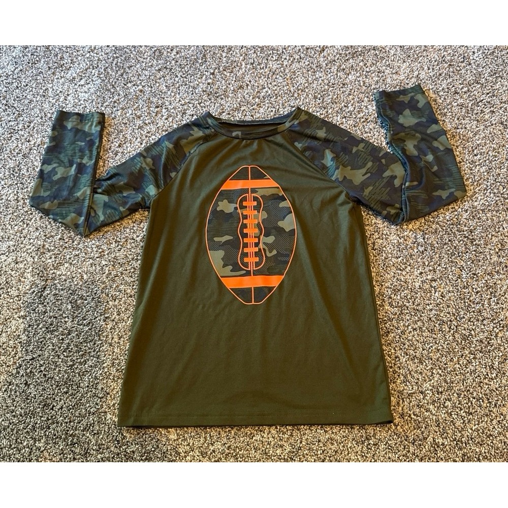 Jumping Beans Boys Army Green Camo Football Long Sleeve Athletic Shirt Size 8